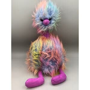 Jellycat 12" Medium Rainbow Pom Pom Bird Plush Toy Doll